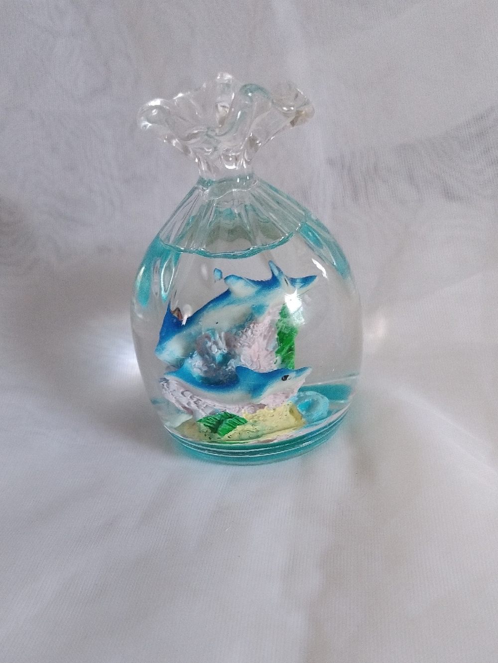 Clearwater Beach Decorative Glass Bag Figurine - Aqua Blue
